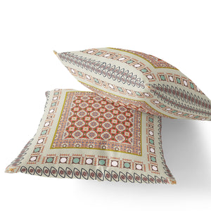 Homeroots Set Of Two 18" Off White Botanical Indoor Outdoor Throw Pillow Cover And Insert  Polyester 536457