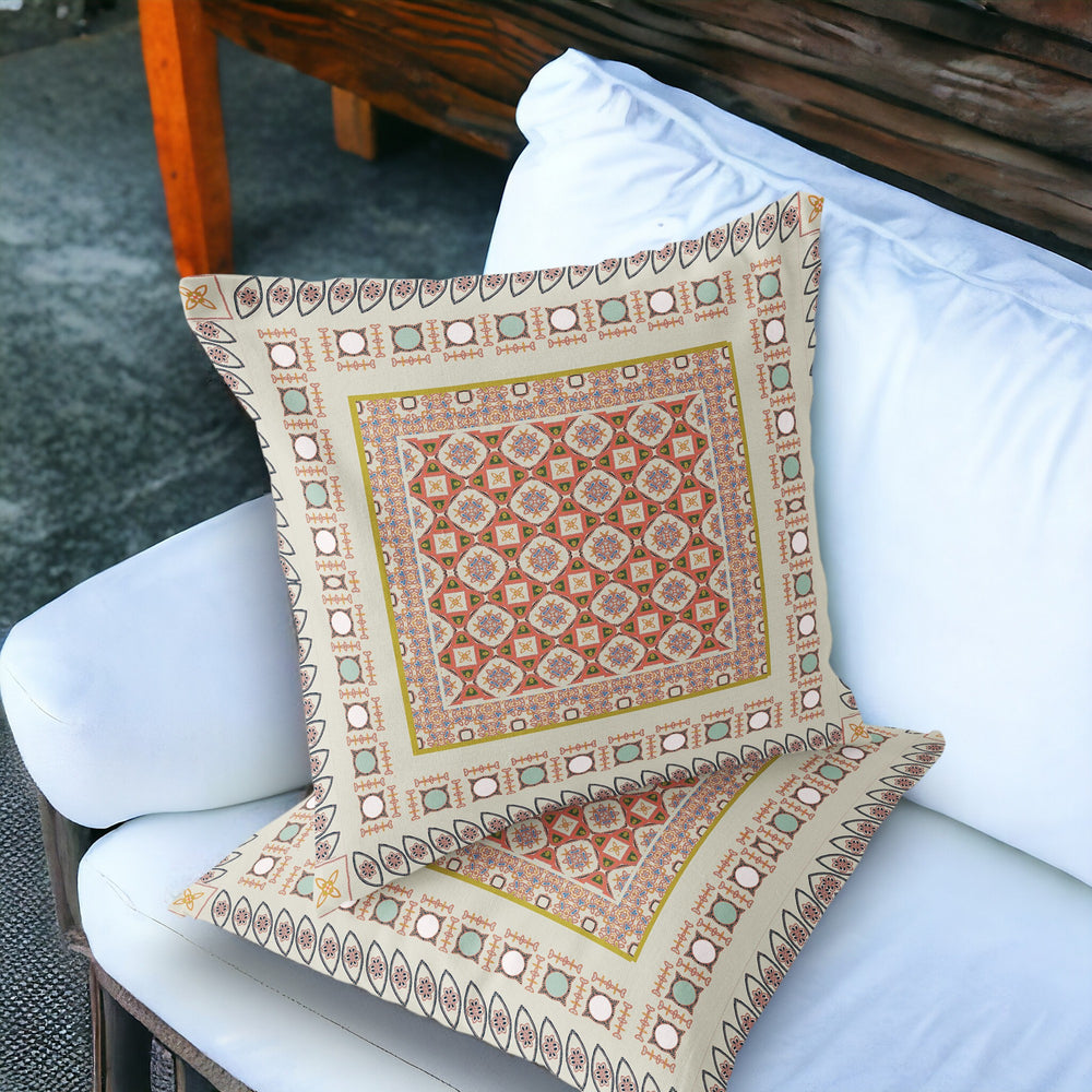 Homeroots Set Of Two 18" Off White Botanical Indoor Outdoor Throw Pillow Cover And Insert  Polyester 536457