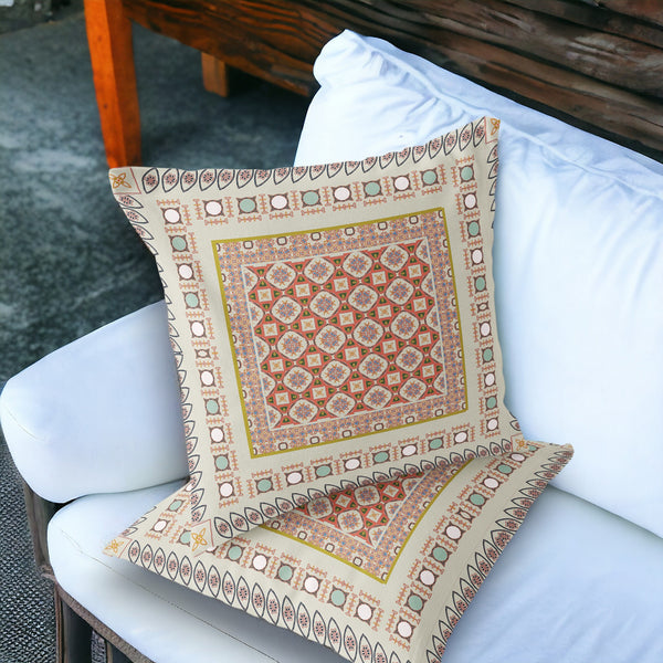 Homeroots Set Of Two 18" Off White Botanical Indoor Outdoor Throw Pillow Cover And Insert  Polyester 536457