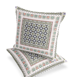 Homeroots Set Of Two 18" White Botanical Indoor Outdoor Throw Pillow Cover And Insert  Polyester 536458