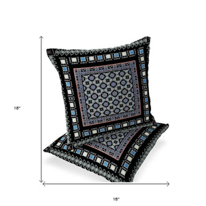 Homeroots Set Of Two 18" Black Botanical Indoor Outdoor Throw Pillow Cover And Insert  Polyester 536459