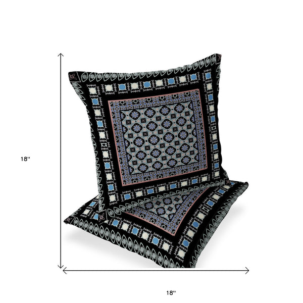 Homeroots Set Of Two 18" Black Botanical Indoor Outdoor Throw Pillow Cover And Insert  Polyester 536459
