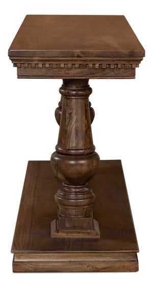 Sarreid Joshua Console Table With Elegant Dentil Molding - Mango Wood In Rich Walnut Finish For Style Brown  53645