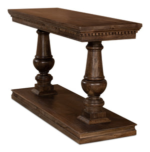Sarreid Joshua Console Table With Elegant Dentil Molding - Mango Wood In Rich Walnut Finish For Style Brown  53645