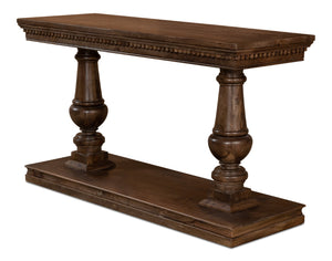Sarreid Joshua Console Table With Elegant Dentil Molding - Mango Wood In Rich Walnut Finish For Style Brown  53645