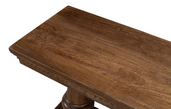 Sarreid Joshua Console Table With Elegant Dentil Molding - Mango Wood In Rich Walnut Finish For Style Brown  53645