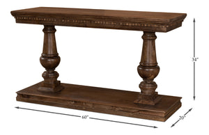 Sarreid Joshua Console Table With Elegant Dentil Molding - Mango Wood In Rich Walnut Finish For Style Brown  53645