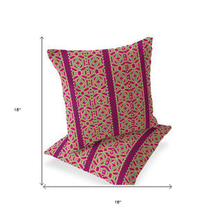 Homeroots Set Of Two 18" Pink Abstract Indoor Outdoor Throw Pillow Cover And Insert  Polyester 536460
