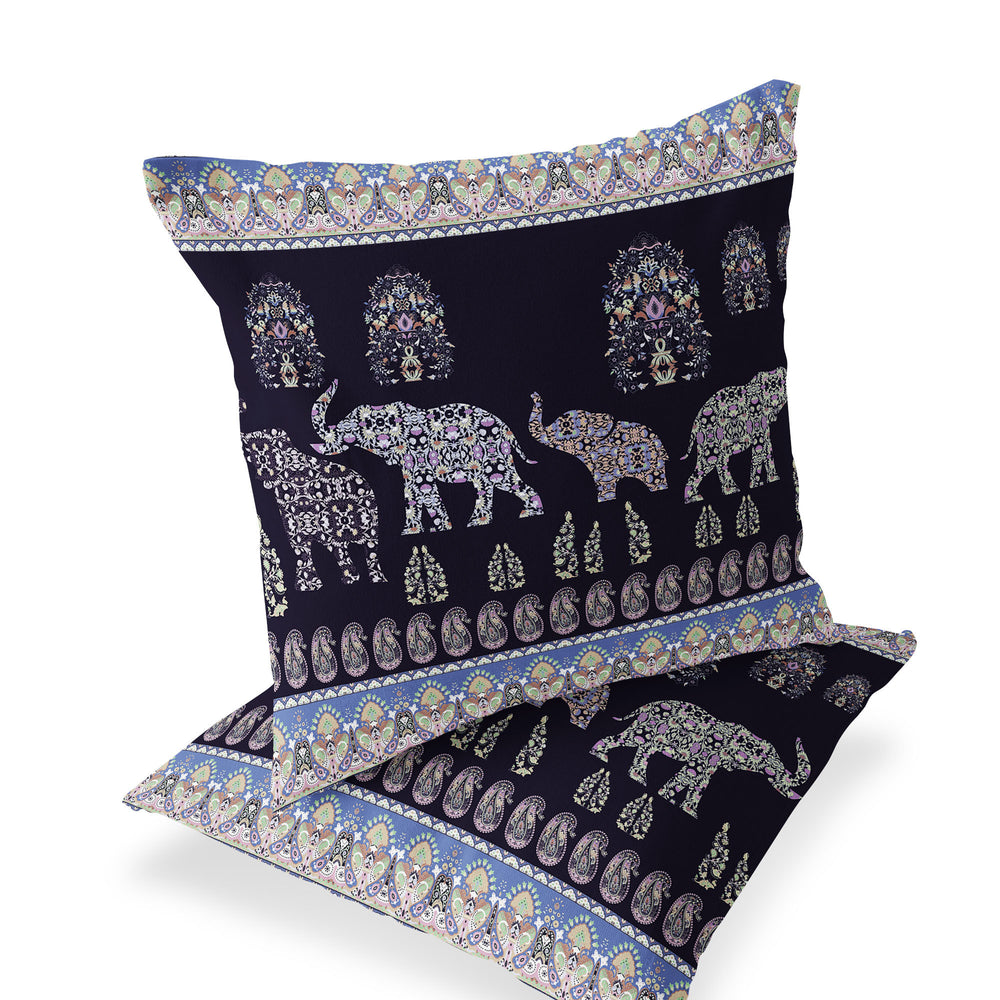 Homeroots Set Of Two 18" Purple Elephant Indoor Outdoor Throw Pillow Cover And Insert  Polyester 536461