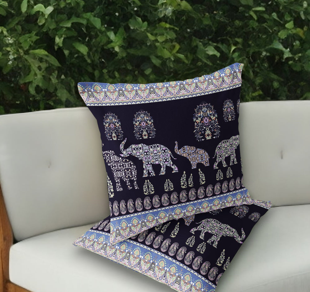 Homeroots Set Of Two 18" Purple Elephant Indoor Outdoor Throw Pillow Cover And Insert  Polyester 536461