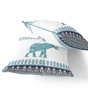Homeroots Set Of Two 18" Blue Elephant Indoor Outdoor Throw Pillow Cover And Insert  Polyester 536462