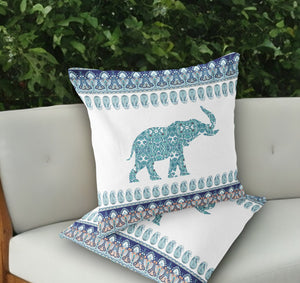 Homeroots Set Of Two 18" Blue Elephant Indoor Outdoor Throw Pillow Cover And Insert  Polyester 536462