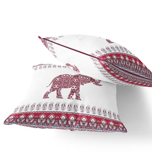 Homeroots Set Of Two 18" Red Elephant Indoor Outdoor Throw Pillow Cover And Insert  Polyester 536463