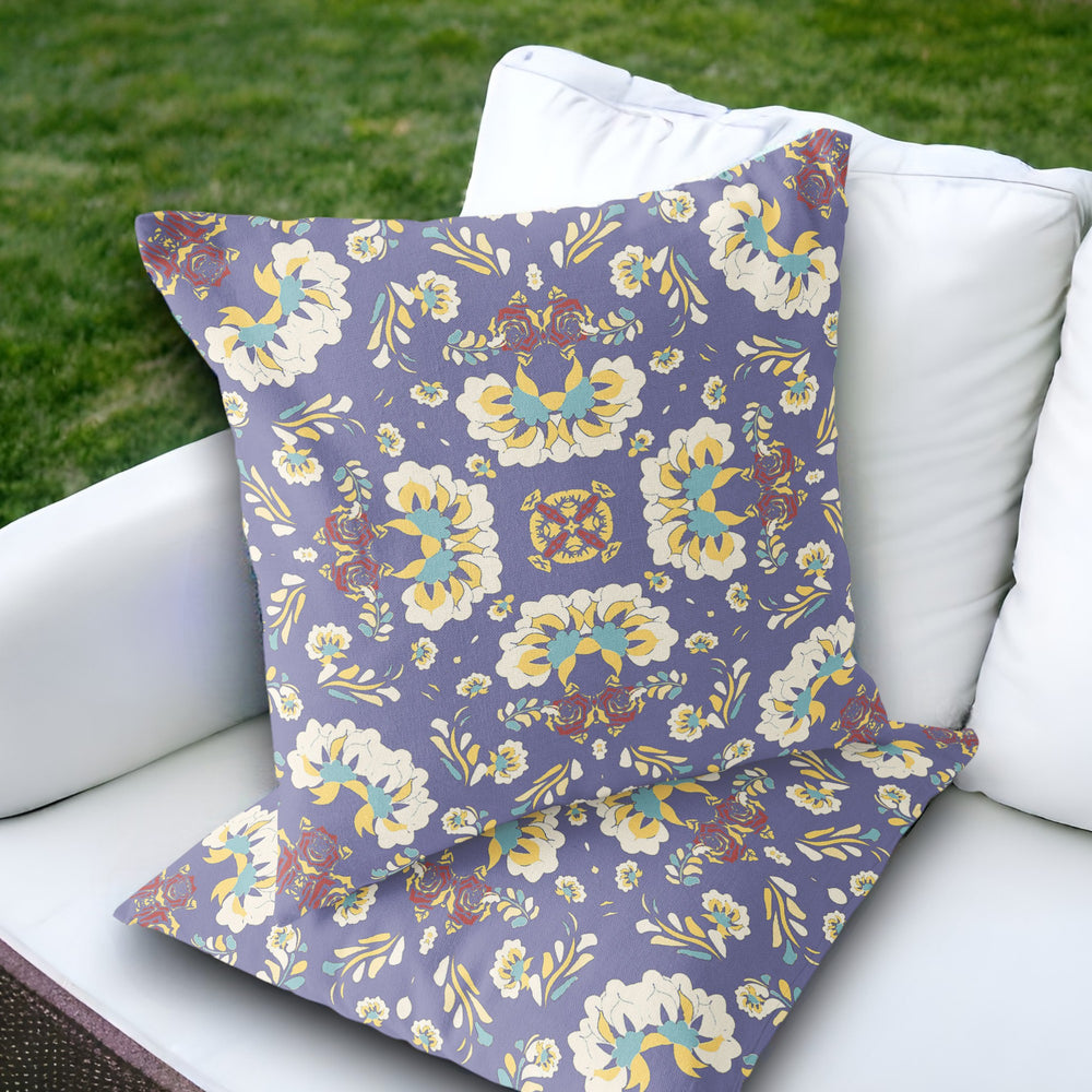 Homeroots Set Of Two 18" Purple Botanical Indoor Outdoor Throw Pillow Cover And Insert  Polyester 536465