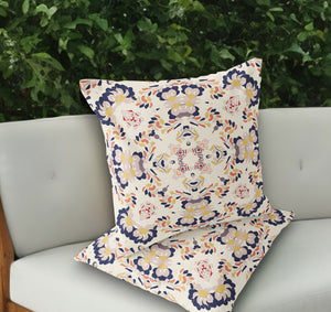 Homeroots Set Of Two 18" White Geometric Indoor Outdoor Throw Pillow Cover And Insert  Polyester 536466