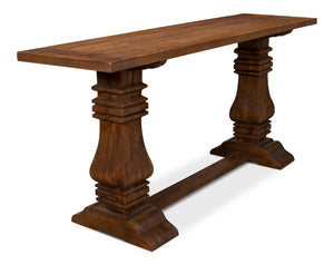 Sarreid Colette Console Table - Elegant Mango Wood With Rich Mocha Finish For Stylish Home Décor Appeal Brown  53646