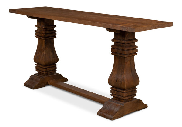 Sarreid Colette Console Table - Elegant Mango Wood With Rich Mocha Finish For Stylish Home Décor Appeal Brown  53646