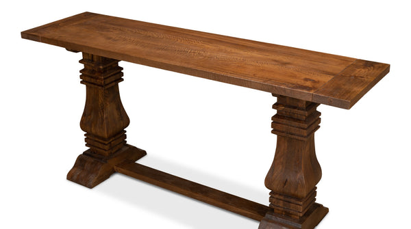 Sarreid Colette Console Table - Elegant Mango Wood With Rich Mocha Finish For Stylish Home Décor Appeal Brown  53646