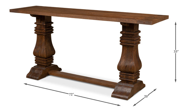 Sarreid Colette Console Table - Elegant Mango Wood With Rich Mocha Finish For Stylish Home Décor Appeal Brown  53646