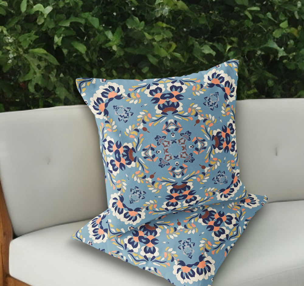 Homeroots Set Of Two 18" Gray Geometric Indoor Outdoor Throw Pillow Cover And Insert  Polyester 536471