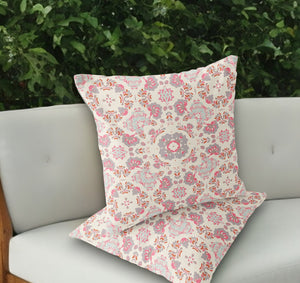 Homeroots Set Of Two 18" Pink Botanical Indoor Outdoor Throw Pillow Cover And Insert  Polyester 536474