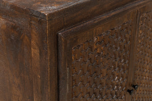 Sarreid Battle Chainmail 4 Door Sideboard - Elegant Mango Wood With Rich Brown Finish For Stylish Storage Brown  53648