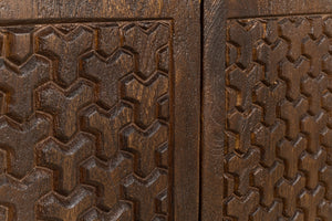 Sarreid Battle Chainmail 4 Door Sideboard - Elegant Mango Wood With Rich Brown Finish For Stylish Storage Brown  53648