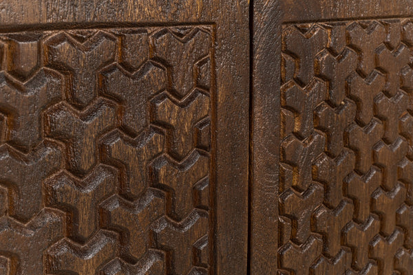 Sarreid Battle Chainmail 4 Door Sideboard - Elegant Mango Wood With Rich Brown Finish For Stylish Storage Brown  53648