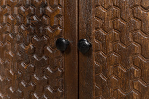 Sarreid Battle Chainmail 4 Door Sideboard - Elegant Mango Wood With Rich Brown Finish For Stylish Storage Brown  53648