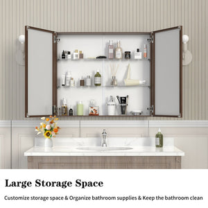 English Elm 32*28medicine Cabinet Aluminum Wall Mount Mirrored Storage with Adjustable Bathroom Shelves W708P421793
