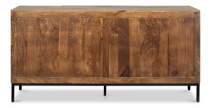 Sarreid Suzette Sideboard - Elegant Mango Wood In Distressed Oak Grey With 2 Removable Shelves For Versatility Black  53649