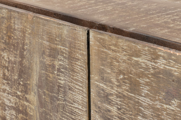 Sarreid Suzette Sideboard - Elegant Mango Wood In Distressed Oak Grey With 2 Removable Shelves For Versatility Black  53649