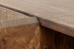 Sarreid Suzette Sideboard - Elegant Mango Wood In Distressed Oak Grey With 2 Removable Shelves For Versatility Black  53649