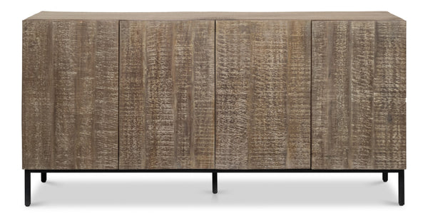 Sarreid Suzette Sideboard - Elegant Mango Wood In Distressed Oak Grey With 2 Removable Shelves For Versatility Black  53649
