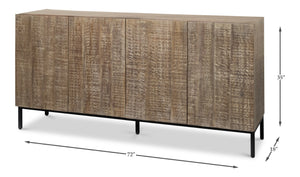 Sarreid Suzette Sideboard - Elegant Mango Wood In Distressed Oak Grey With 2 Removable Shelves For Versatility Black  53649