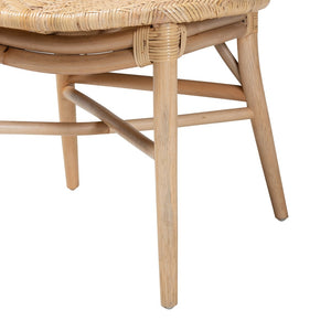 English Elm Mid-century Woven Rattan Dining Chair with Circular Back and Black Lacquered Legs B2750P467640