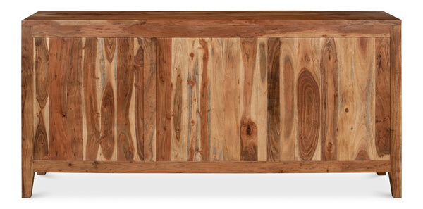 Sarreid Facet Three Door Sideboard - Stylish Acacia Wood Storage With Light Brown Finish For Modern Decor Brown  53654