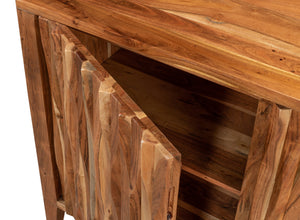 Sarreid Facet Three Door Sideboard - Stylish Acacia Wood Storage With Light Brown Finish For Modern Decor Brown  53654