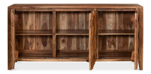 Sarreid Facet Three Door Sideboard - Stylish Acacia Wood Storage With Light Brown Finish For Modern Decor Brown  53654