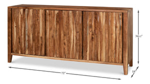 Sarreid Facet Three Door Sideboard - Stylish Acacia Wood Storage With Light Brown Finish For Modern Decor Brown  53654