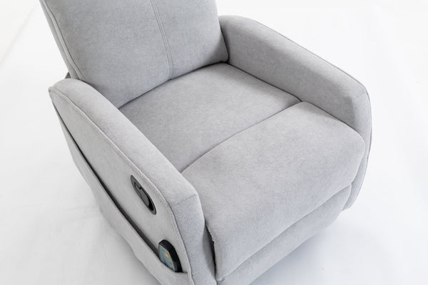 English Elm Short Plush Swivel Recliner Armchair with 360 Degree Rotation for Living Room Grey W547P437355