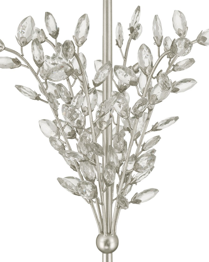 Currey & Company Forget-me-not Gold Floor Lamp - Elegant Two-light Design With Crystal Finial And Floral Accents Silver Crystal ,Metal 8000-0169-currey-company