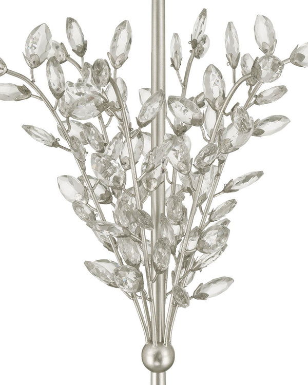 Currey & Company Forget-me-not Gold Floor Lamp - Elegant Two-light Design With Crystal Finial And Floral Accents Silver Crystal ,Metal 8000-0169-currey-company