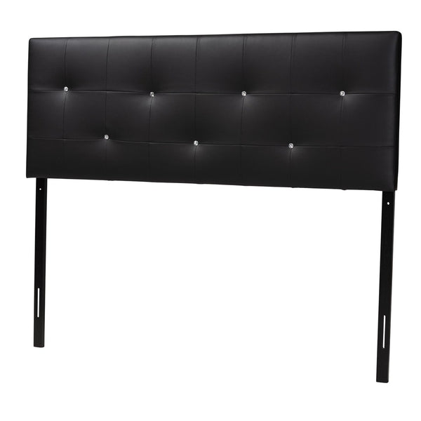Baxton Studio Baxton Studio Dalini Modern Tufted Faux Leather Headboard with Crystal Accents for Elegant Style Full Black BBT6432-Black-HB-Full