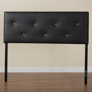 Baxton Studio Baxton Studio Dalini Modern Tufted Faux Leather Headboard with Crystal Accents for Elegant Style Full Black BBT6432-Black-HB-Full