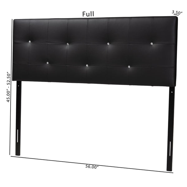 Baxton Studio Baxton Studio Dalini Modern Tufted Faux Leather Headboard with Crystal Accents for Elegant Style Full Black BBT6432-Black-HB-Full