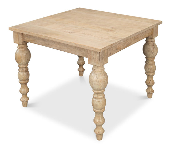 Sarreid Jocelyn Dining Table Square - Elegant Sienna Finish, Durable Mango Wood, Perfect For Modern Dining Natural  53661