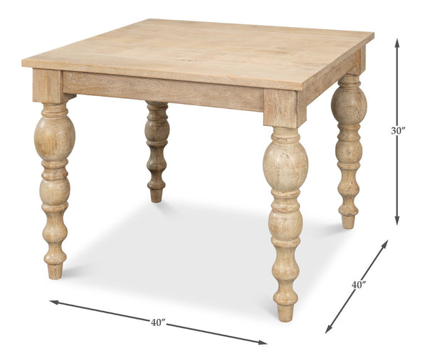 Sarreid Jocelyn Dining Table Square - Elegant Sienna Finish, Durable Mango Wood, Perfect For Modern Dining Natural  53661