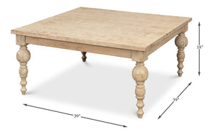 Sarreid Jocelyn Coffee Table - Elegant Sienna Finish, Durable Mango Wood Design For Stylish Living Spaces Natural  53664