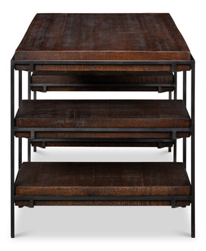 Sarreid Ernest Desk - Stylish Ascot Finish In Mango Wood & Iron For A Modern Home Office Upgrade Brown  53665
